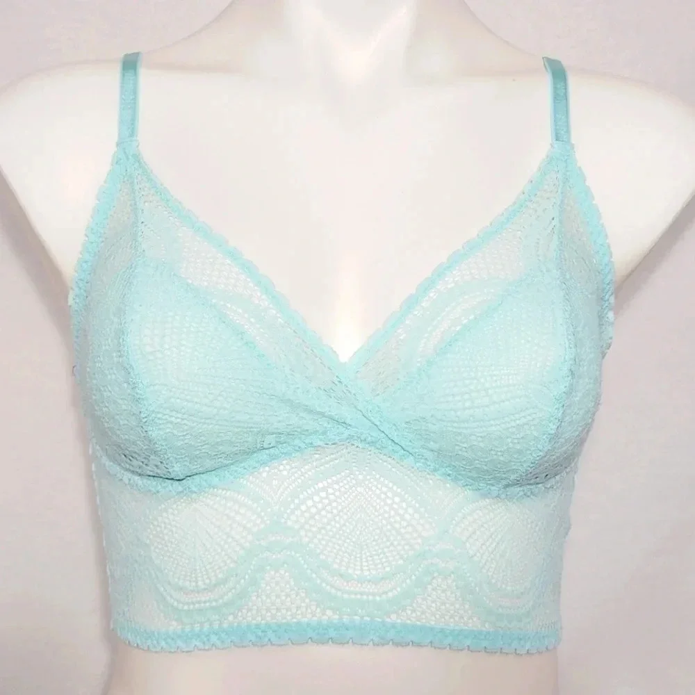 S/M Felina 140103 Finesse Super Stretchy Lace Wire Free Cami Bralette Blue Light